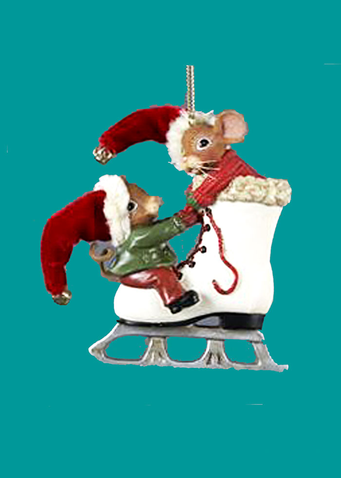 Ice Skate Mice Ornament - Click Image to Close